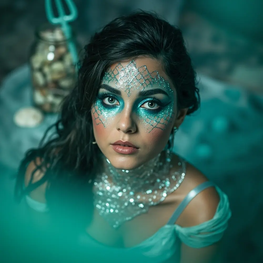 12 Cute & Easy Halloween Makeup Looks for Moms (Witch, Fairy, Cheetah & More) 6 Vibrant instruction mom with showing iridescent on a p shimmery scales and cheekbones image her eye placement makeup 6 mermaid