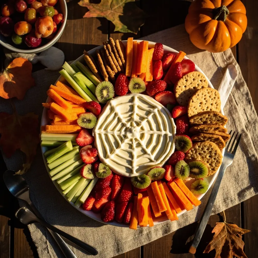 10 Cozy & Cute Halloween Birthday Ideas for Toddlers 6 No spiders platter h2 6 snack spiderweb