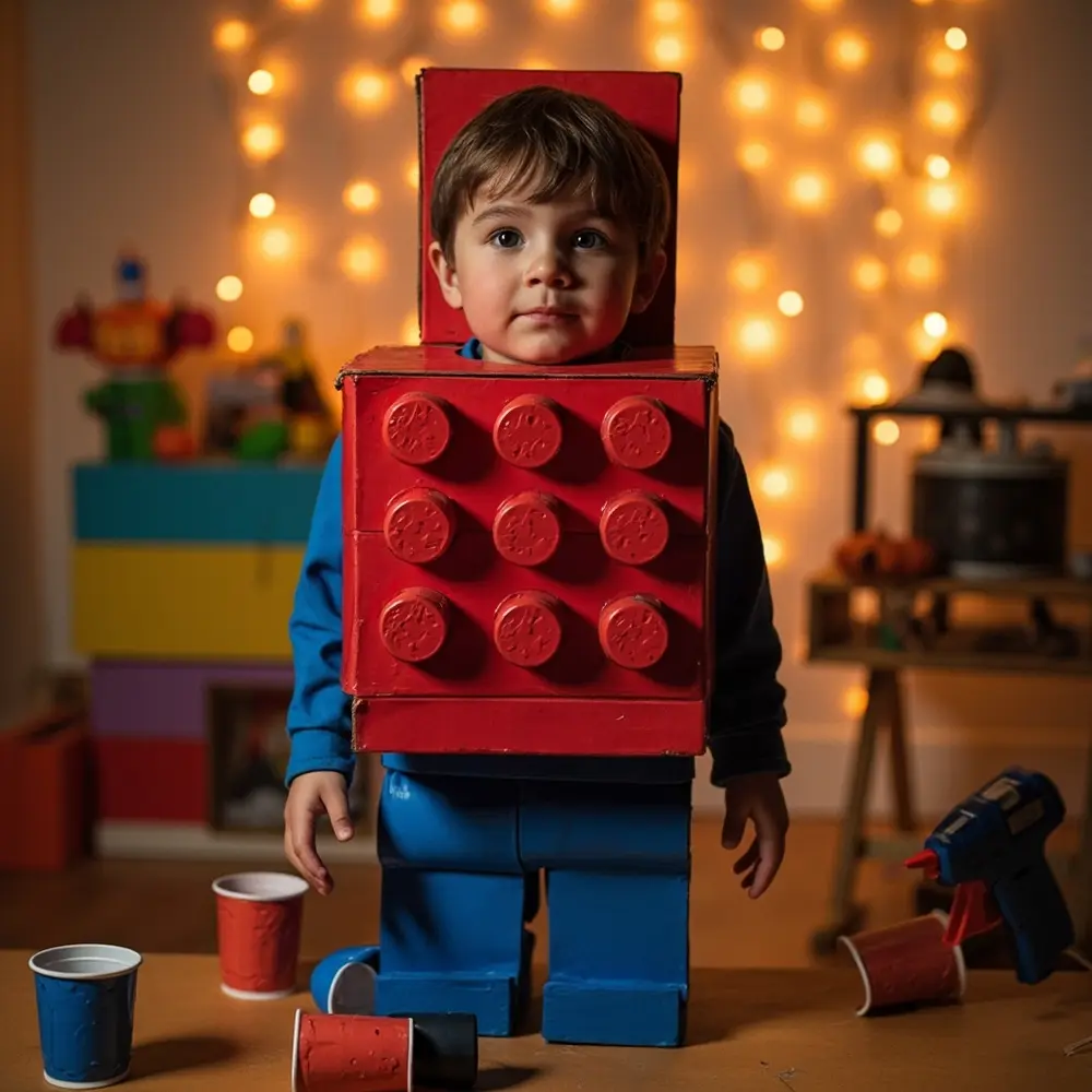10 Trendy Cardboard Box Costumes: Last-Minute DIY Ideas for Halloween 6 Lego visible placement a studs instruction costume brick 6 person p colored wearing primary with image bright