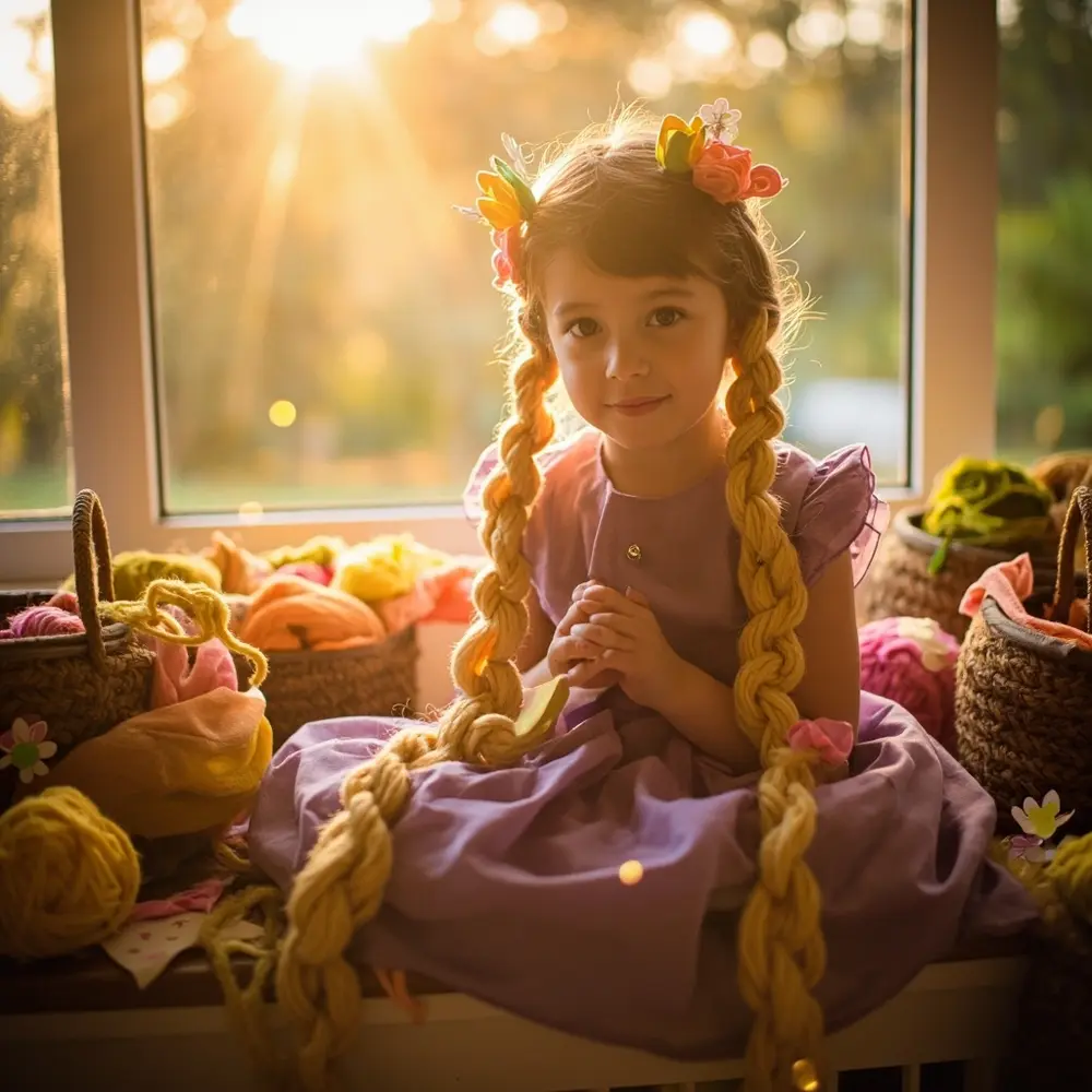 10 Magical Disney Princess Costumes for Toddlers (DIY & Budget-Friendly!) 6 Instruction dressed braided purple outfit with adorned a yarn toddler diy p wig in as flowers rapunzel image placement long 6