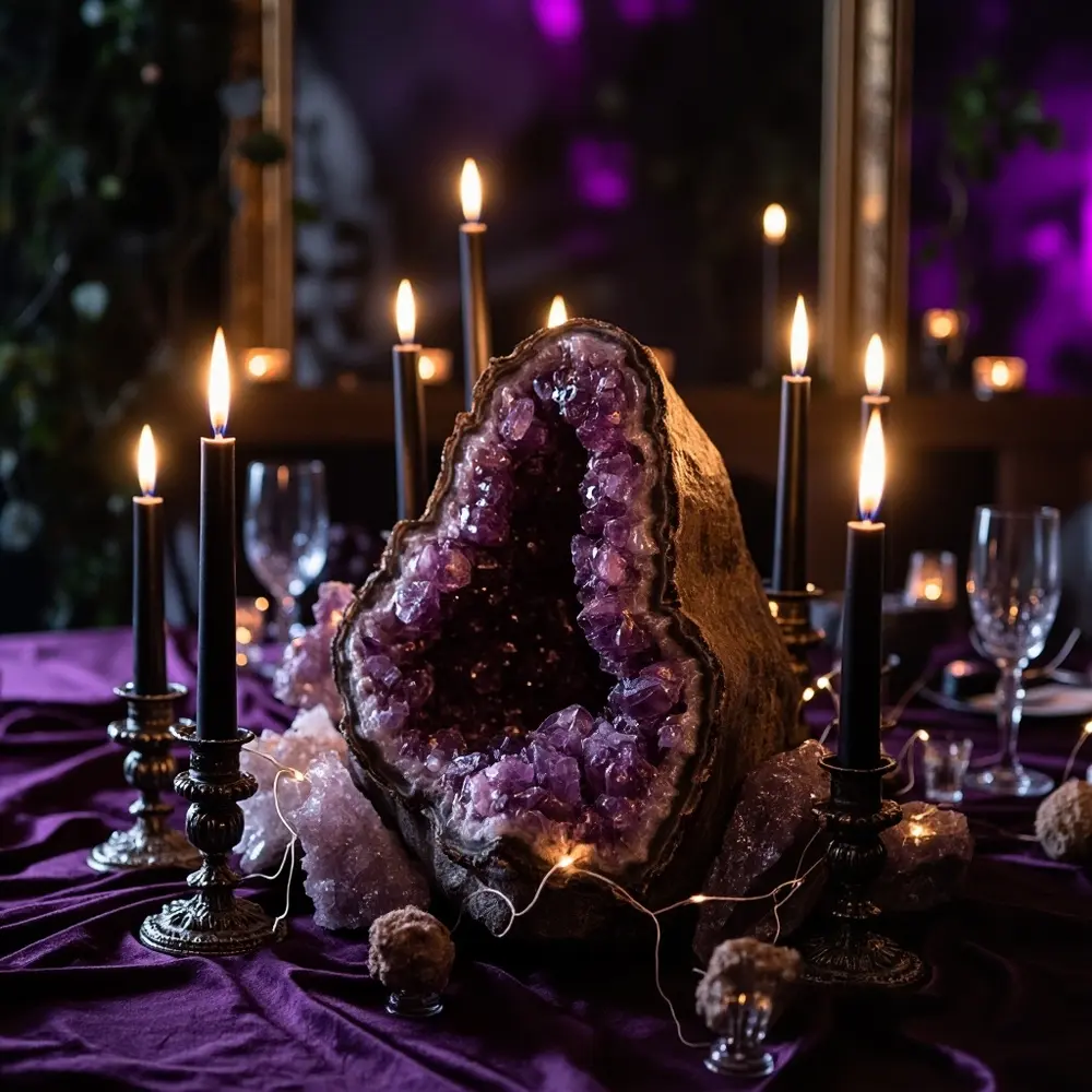 Dark amethyst candles crystal h3 7 centerpieces with