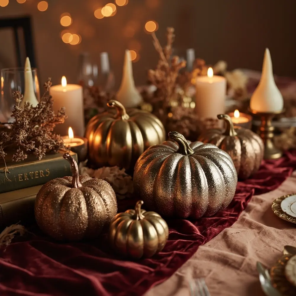 9 Creative Ways to Use Pumpkins in Your Wedding Decor (That Aren't Carving!) 7 Glitter metallic pumpkins h2 7 glamorous 038