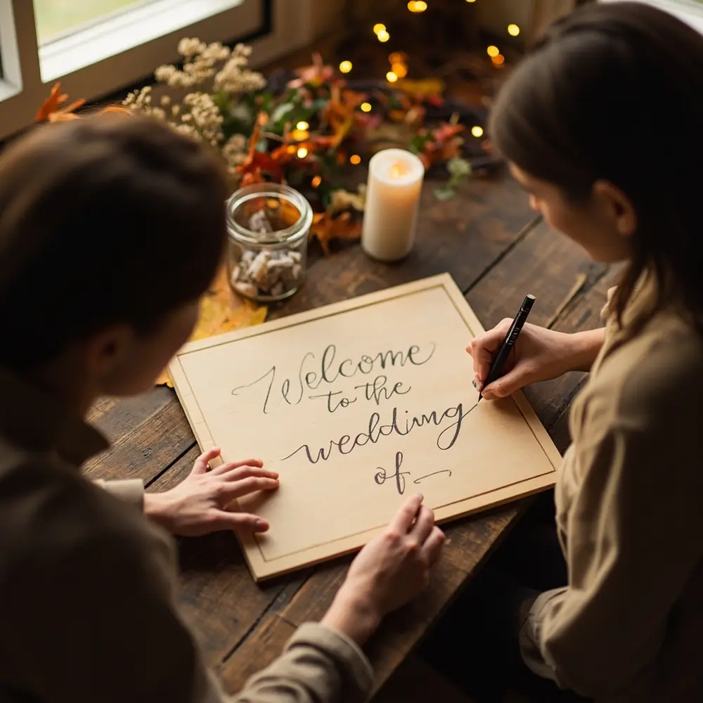 How to Create Moody Rustic Fall Wedding Decor (Easy DIY Guide) 7 Board showing placement a sketching instruction the blank in 7 progress wood chalkboard p with image photo