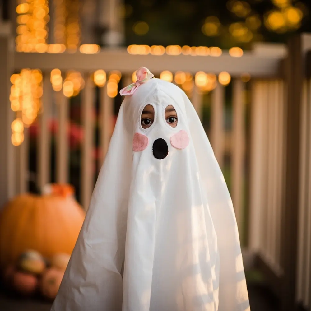 12 Spooky & Sweet Ghost Costume Ideas for Kids (Beyond the Basic Sheet!) 7 White friendly happy eyes with looking a cheeks p ghost and costume child in image large 7 rosy