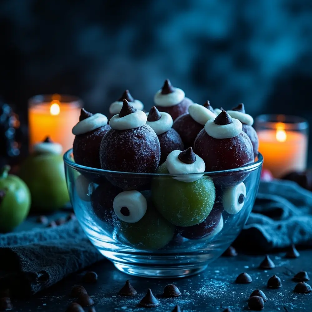 10 Spooktacular & Healthy Halloween Snacks Your Kids Will Devour 7 Eyeballs but dark perhaps on a up of background p or slightly fun eerie close in grape clear image cluster bowl 7