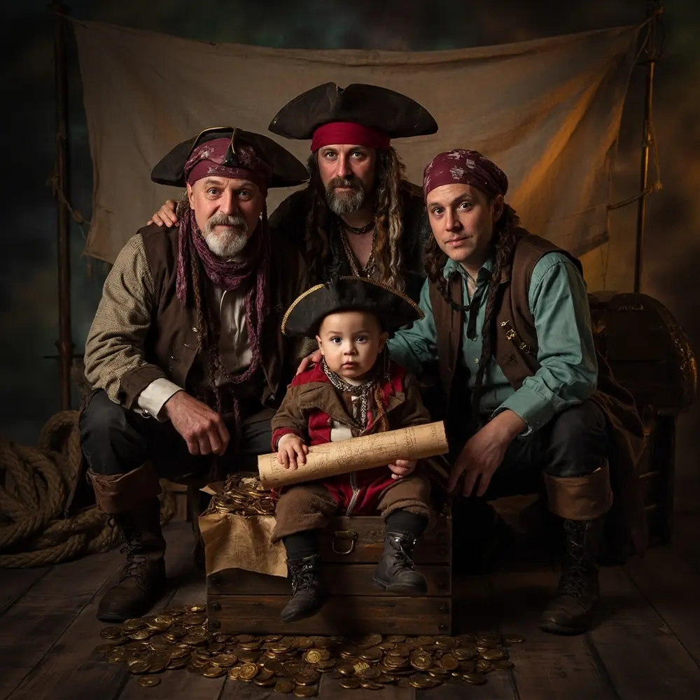 12 Spooktacular Matching Family Costume Ideas for a Halloween Birthday Bash 7 First map instruction costumes with baby family treasure a p or the pirate parrot in as image placement tiny holding 7 mate