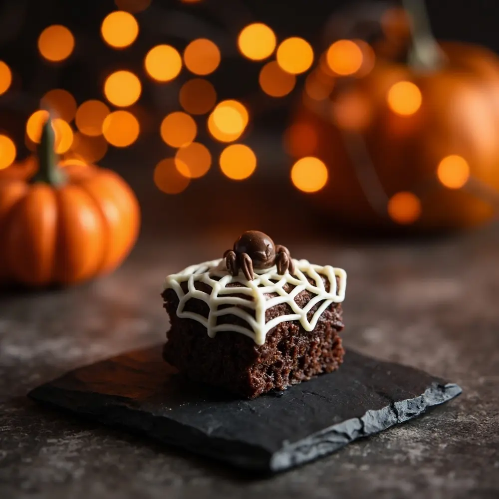 Wickedly Delicious: Easy Halloween Baking Ideas for Spooky & Sweet Treats 7 Web em a finished spider showcasing bite design 7 p brownie spiderweb chocolate intricate with image the