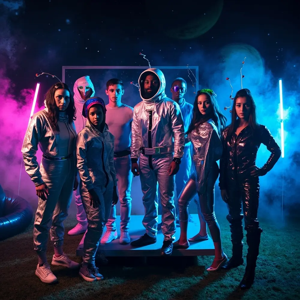 12 Spooktacular Group Costume Themes for Your Halloween Birthday Bash 7 Friendly instruction others futuristic perhaps with looking a background p starry group and some astronauts as aliens image placement 7