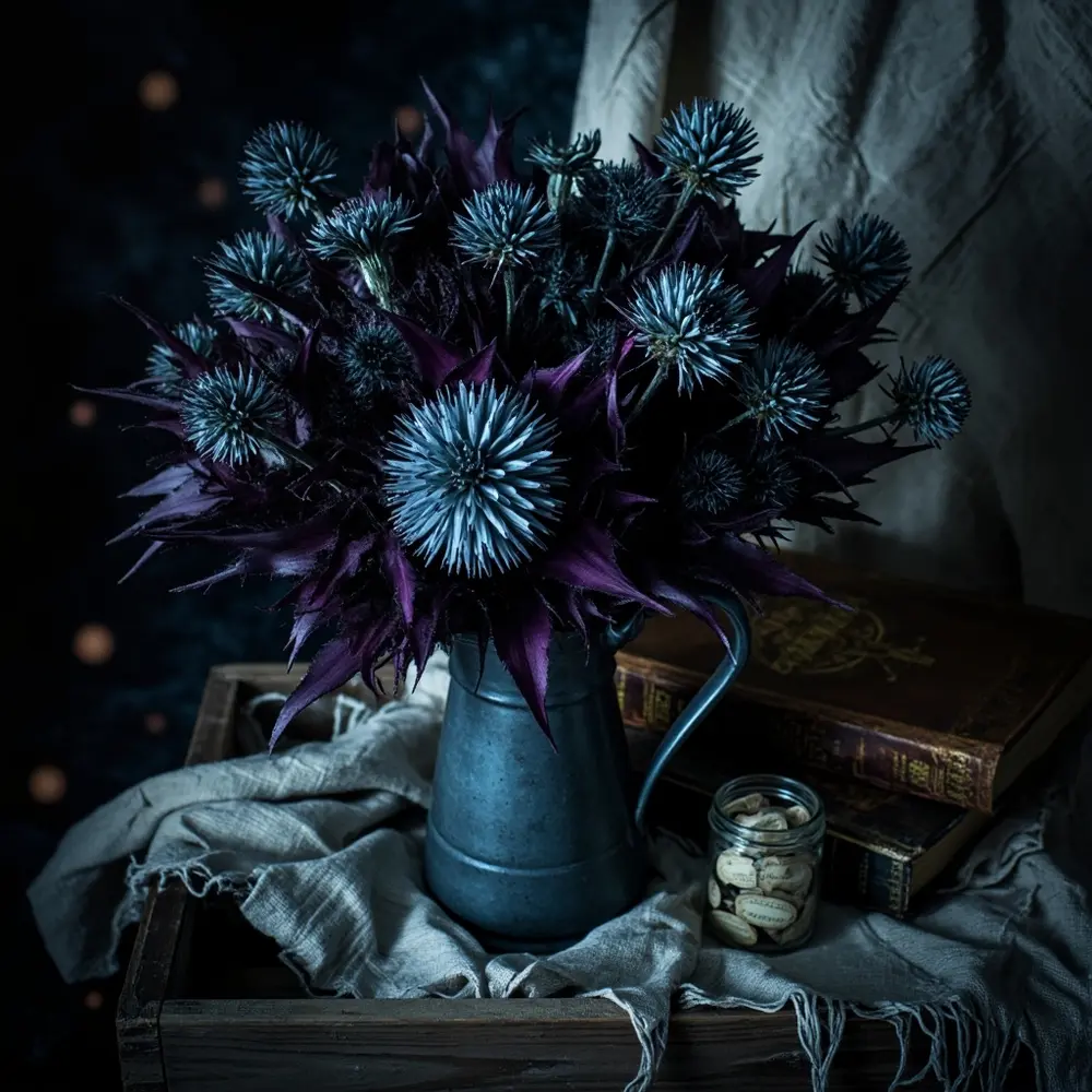 Arrangement h2 eryngium 7 038 gothic thistle
