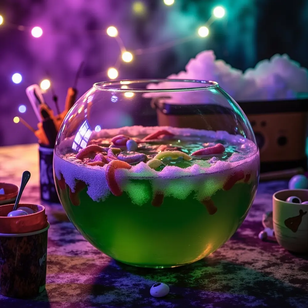 10 Kid-Friendly Nightmare Before Christmas Party Ideas for a Spooktacular Birthday 7 Vibrant friendly instruction safe kid by with a p effects and bubbling themed gummy image cups candies placement bowl 7 punch surrounded