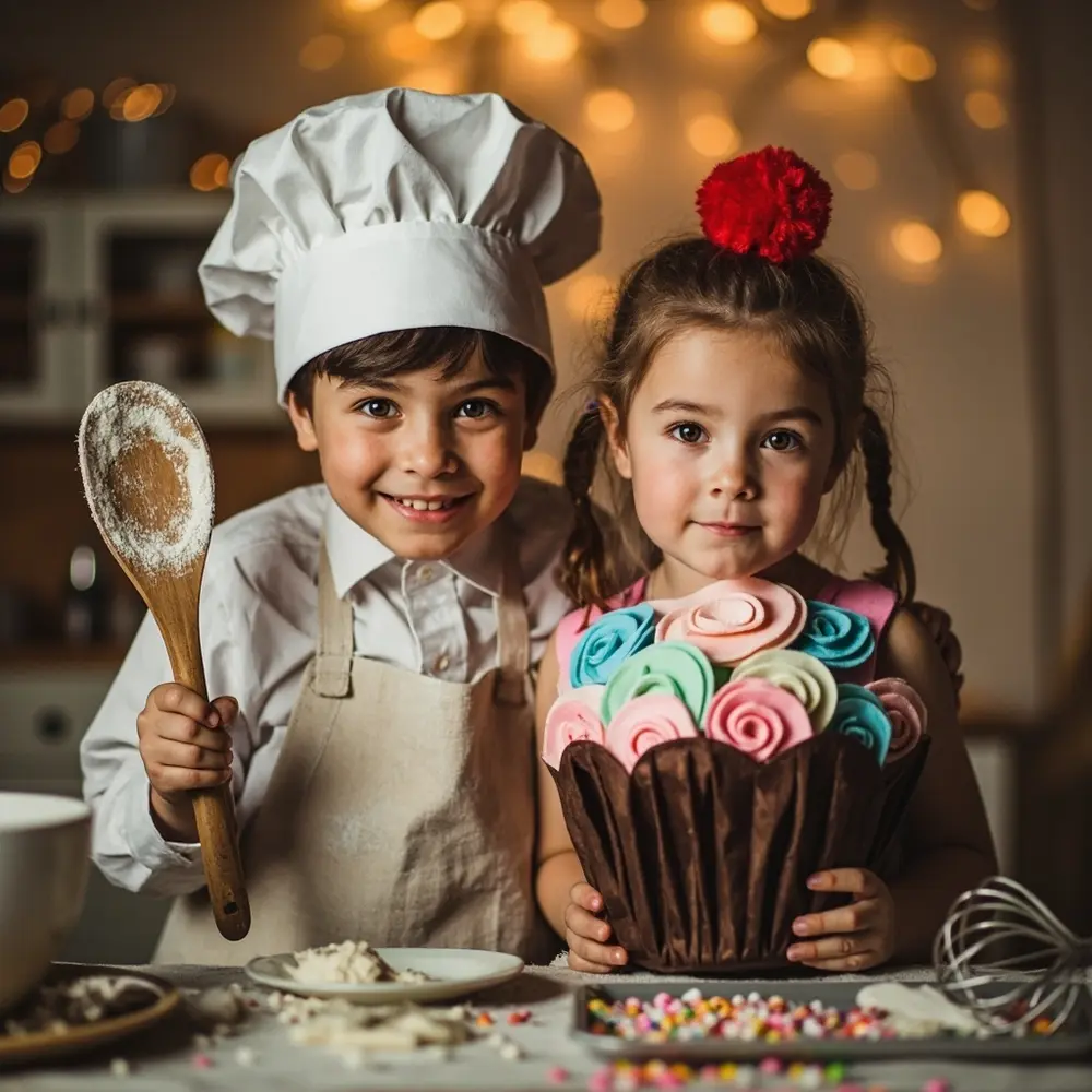 12 Creative Sibling Halloween Costume Ideas That Are a Perfect Match 7 Dressed a s p cupcake older and an 8217 child in apron as chef image next 7 younger standing to hat