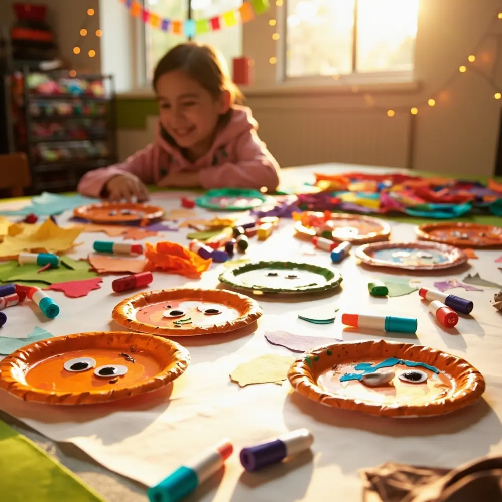 20 Delightfully Non-Scary Halloween Birthday Ideas for Kids 7 Paper pumpkins h2 monsters 7 038 plate