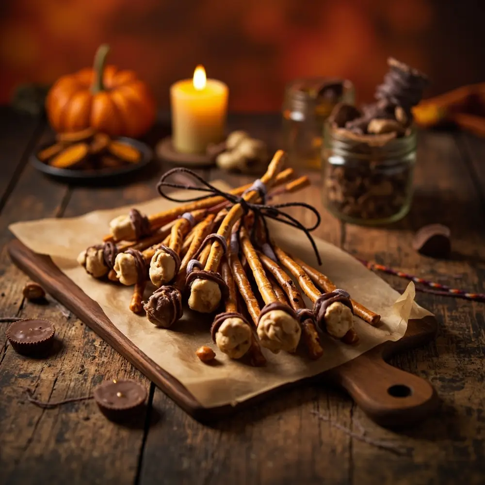 15 Spooktacular Budget-Friendly Halloween Treats That Won't Break the Bank 7 Base peanut with a of s p small butter the pretzel around 8216 8217 into inserted cups image cup sticks licorice top 7 reese tie