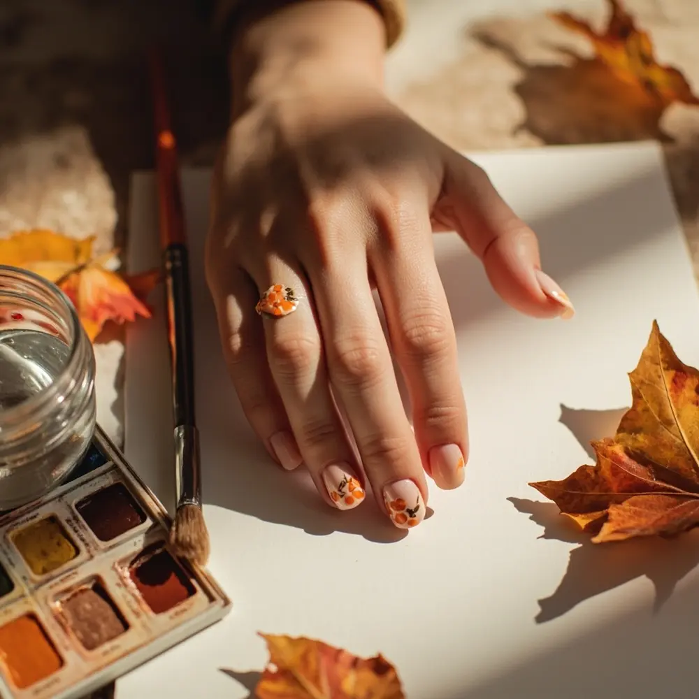 15 Adorable Pumpkin Nail Designs for Your Perfect Fall & Halloween Manicure 7 Watercolor art pumpkin h2 7