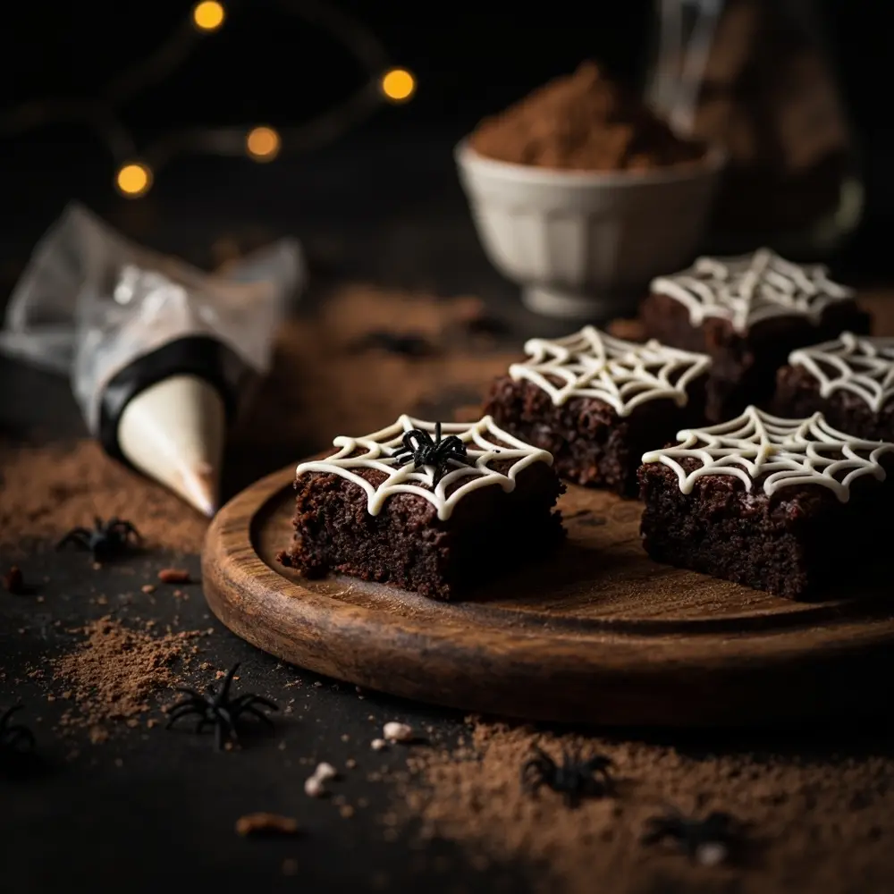 Whimsigoth Halloween Snacks: 10 Mystical Bites for Your Spooky Soiree 7 H2 7 brownie bites spiderweb