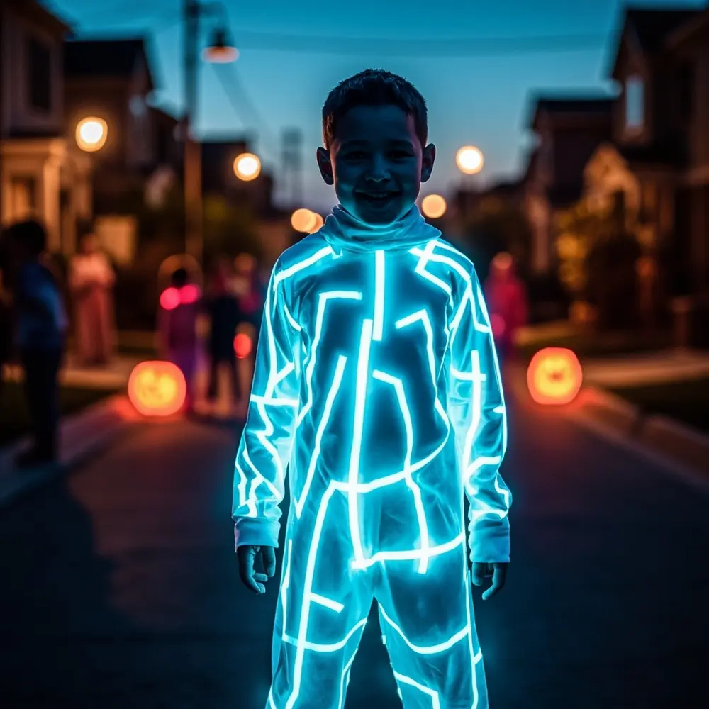 12 Spooky & Sweet Ghost Costume Ideas for Kids (Beyond the Basic Sheet!) 8 Ghost a glowing accents costume child in p dimly perhaps with image setting 8 lit