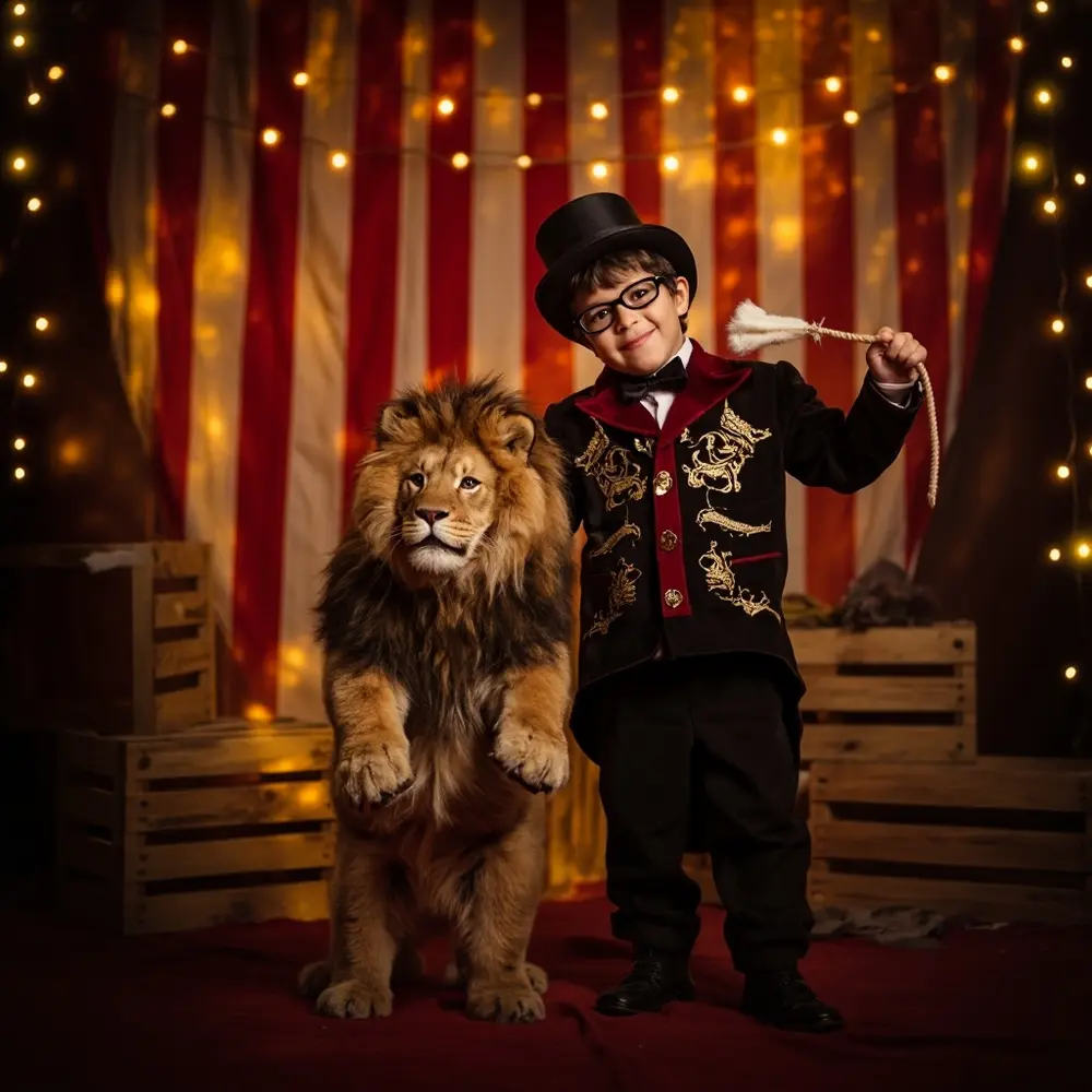 12 Creative Sibling Halloween Costume Ideas That Are a Perfect Match 8 Friendly ringmaster another small a one and hat dressed top as p lion with image sibling 8