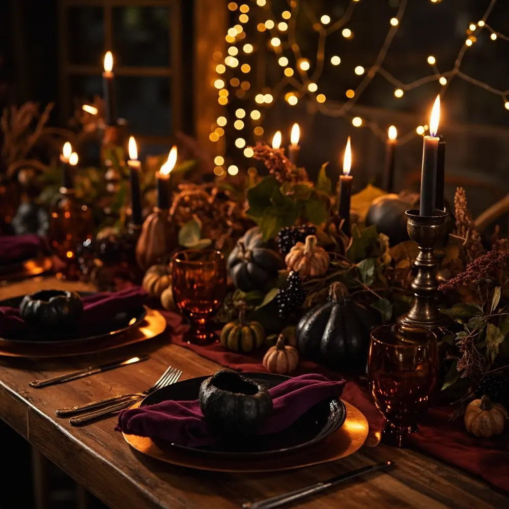 11 Moody Tablescapes for a Hauntingly Beautiful Wedding 8 Enchanted autumn h2 harvest 8