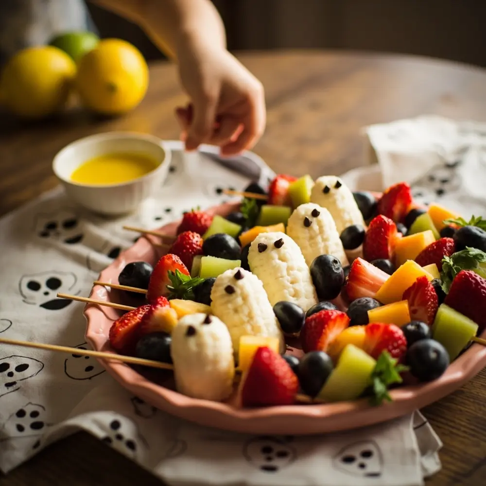 15 Fun & Spooky Halloween Birthday Party Ideas for Kids 8 Skewers fruits fruit eyes and 8216 8217 chip ghosts colorful p banana chocolate with image other 8
