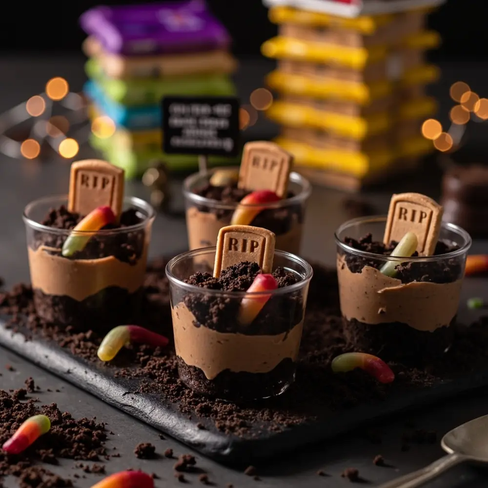 15 Safe Halloween Wedding Treats That Are Allergy-Friendly and Kid-Approved 8 Pudding h2 df 038 gf graveyard cookies cups 8