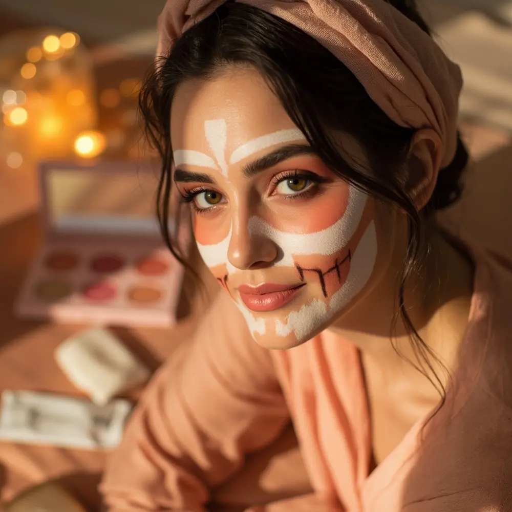 12 Sweet & Spooky Pastel Skeleton & Sugar Skull Makeup Ideas 8 Friendly placement a and instruction model coral skeleton makeup inviting looking warm p peach with image 8