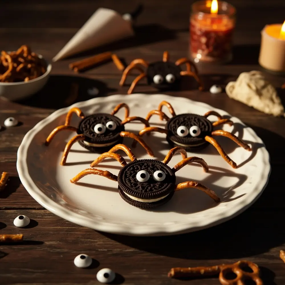 15 Spooktacular Budget-Friendly Halloween Treats That Won't Break the Bank 8 White eyes with on a sides background stick protruding googly p oreos the pretzel arranged and eight image from two edible top legs 8