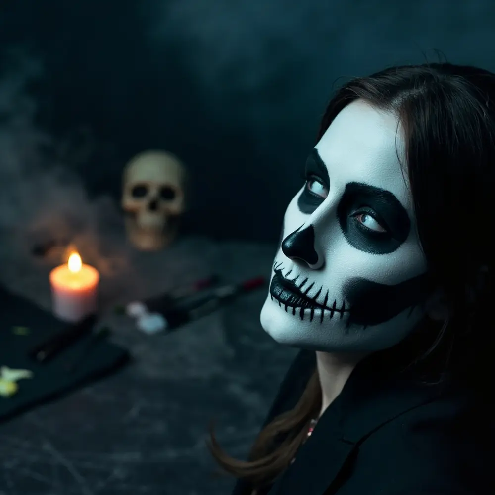 15 Easy & Last-Minute Halloween Makeup Ideas (From Your Own Makeup Bag!) 8 Drawn instruction black dark with on a nose sockets p simple and person chin lips image for eye placement tip their lines teeth 8