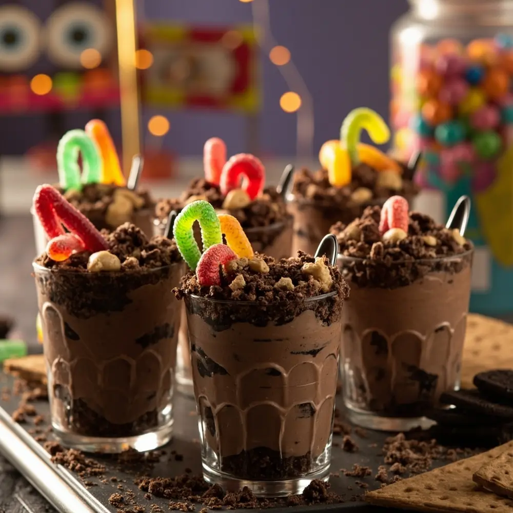 10 Creepy Carnival Foods That Will Haunt Your Halloween Party 9 Dirt gummy h2 in critters worms with cups 9