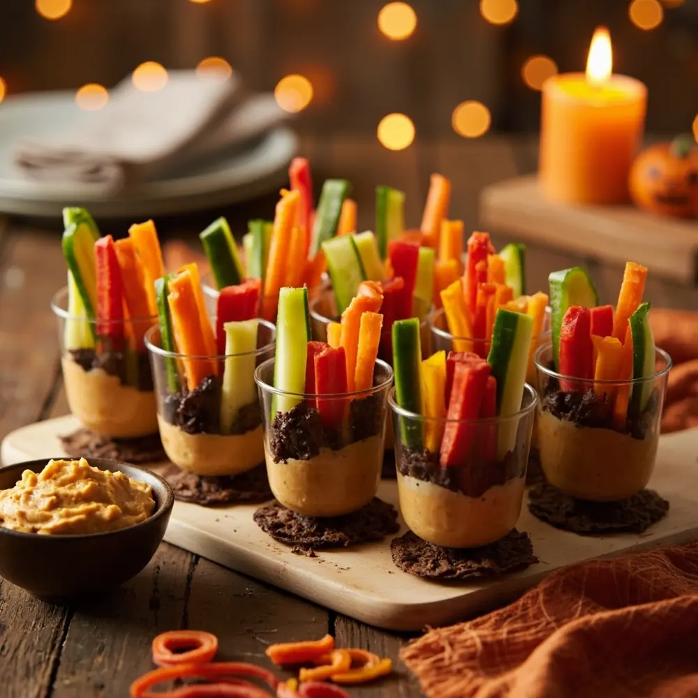 12 Spooktacular & Healthy Halloween Treats Your Kids Will Love 9 Veggie pumpkin h2 patch cups 9