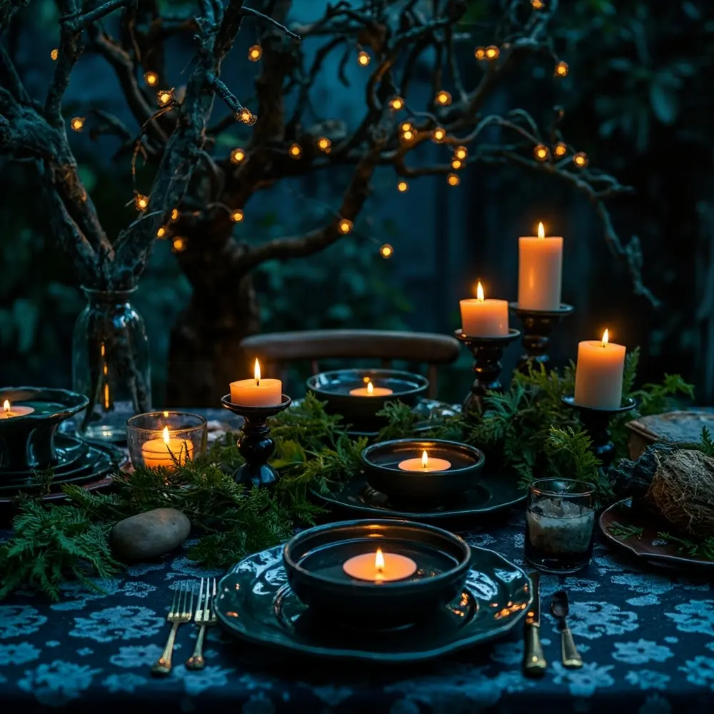 11 Moody Tablescapes for a Hauntingly Beautiful Wedding 9 Party 9 h2 midnight garden