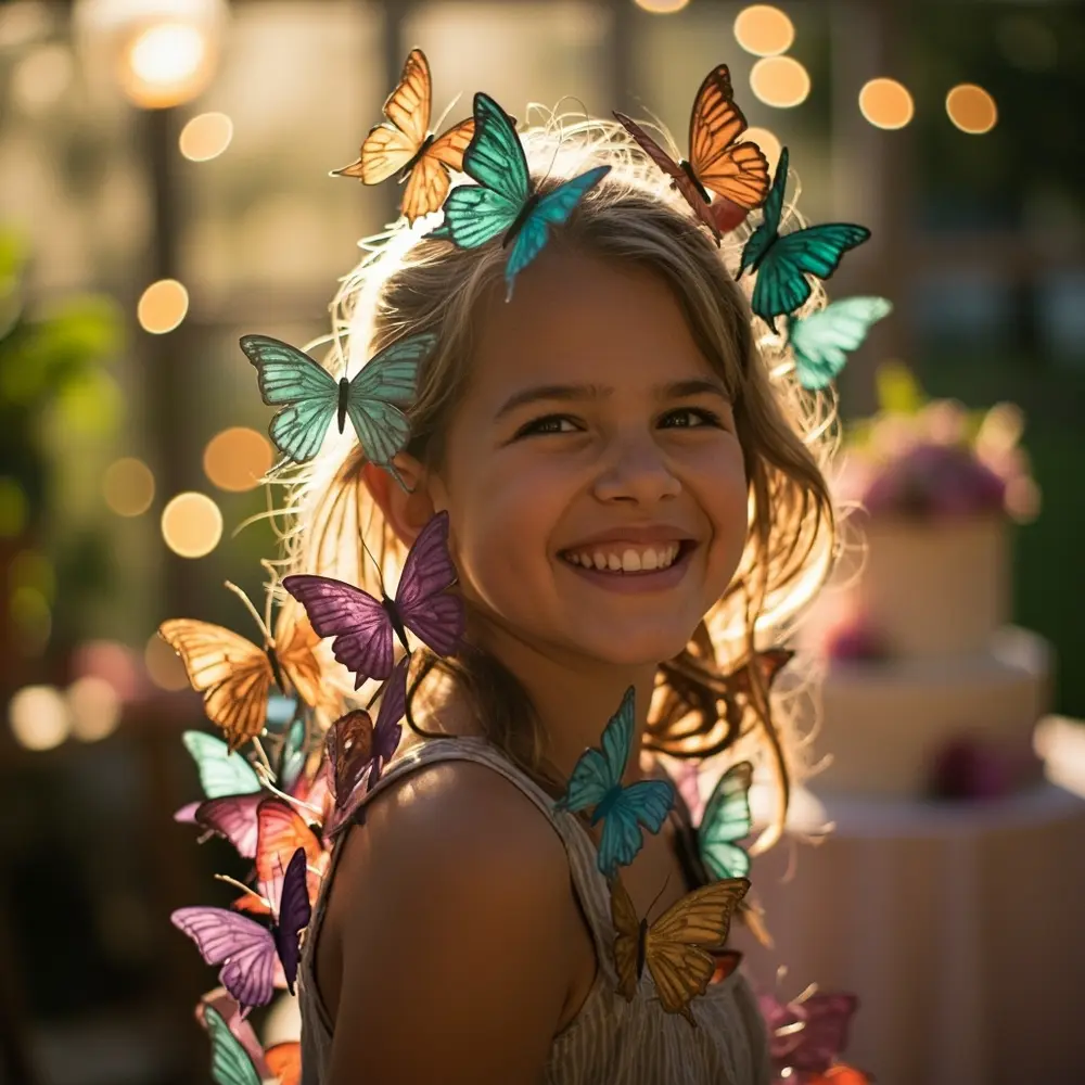 15 Clever & Quick Last-Minute Halloween Birthday Costumes for Party Guests 9 Instruction with looking a butterflies p clothes and person colorful cheerful hair image paper placement their to attached 9