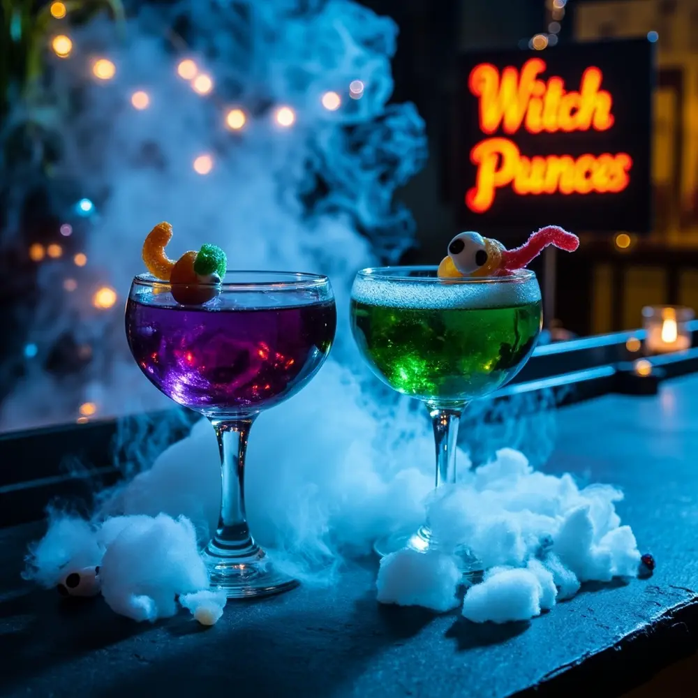 15 Jaw-Dropping DIY Halloween Wedding Ideas That Won't Break the Bank 9 Signature cocktails spooky h2 9