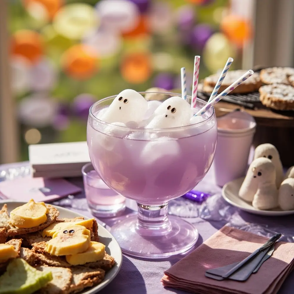 10 Adorably Spooky Pastel Ghost Birthday Party Ideas for Kids 9 Ghost snacks h2 pastel 038 punch 9