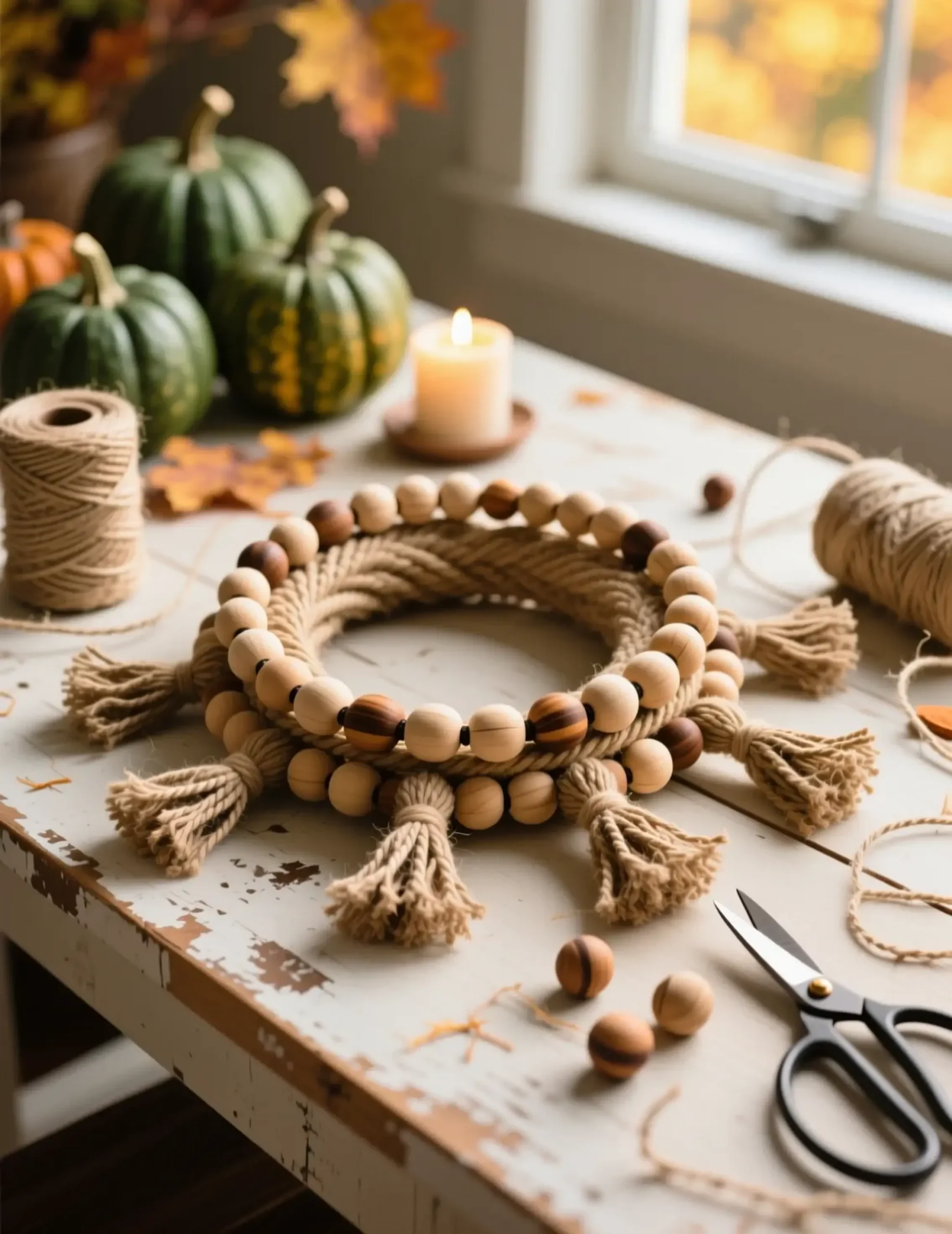 Farmhouse tassel h2 modern garland wood 038 1 the bead