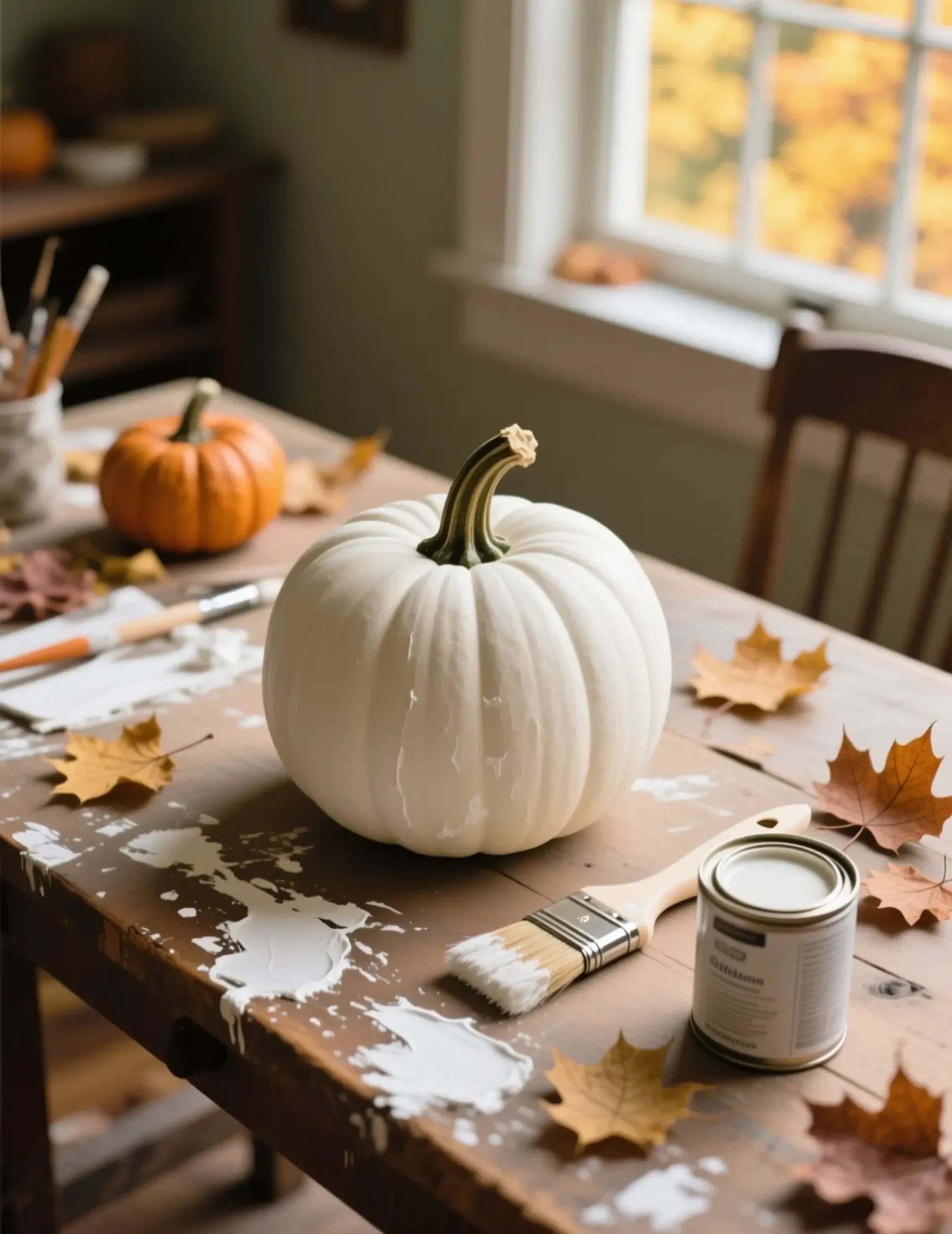 "10 'High-End' Thanksgiving Decor Dupes (Pottery Barn Looks for Less)" 1 Chalk shot pumpkin a and finished of diy beautifully p 1 barn side by image pottery painted