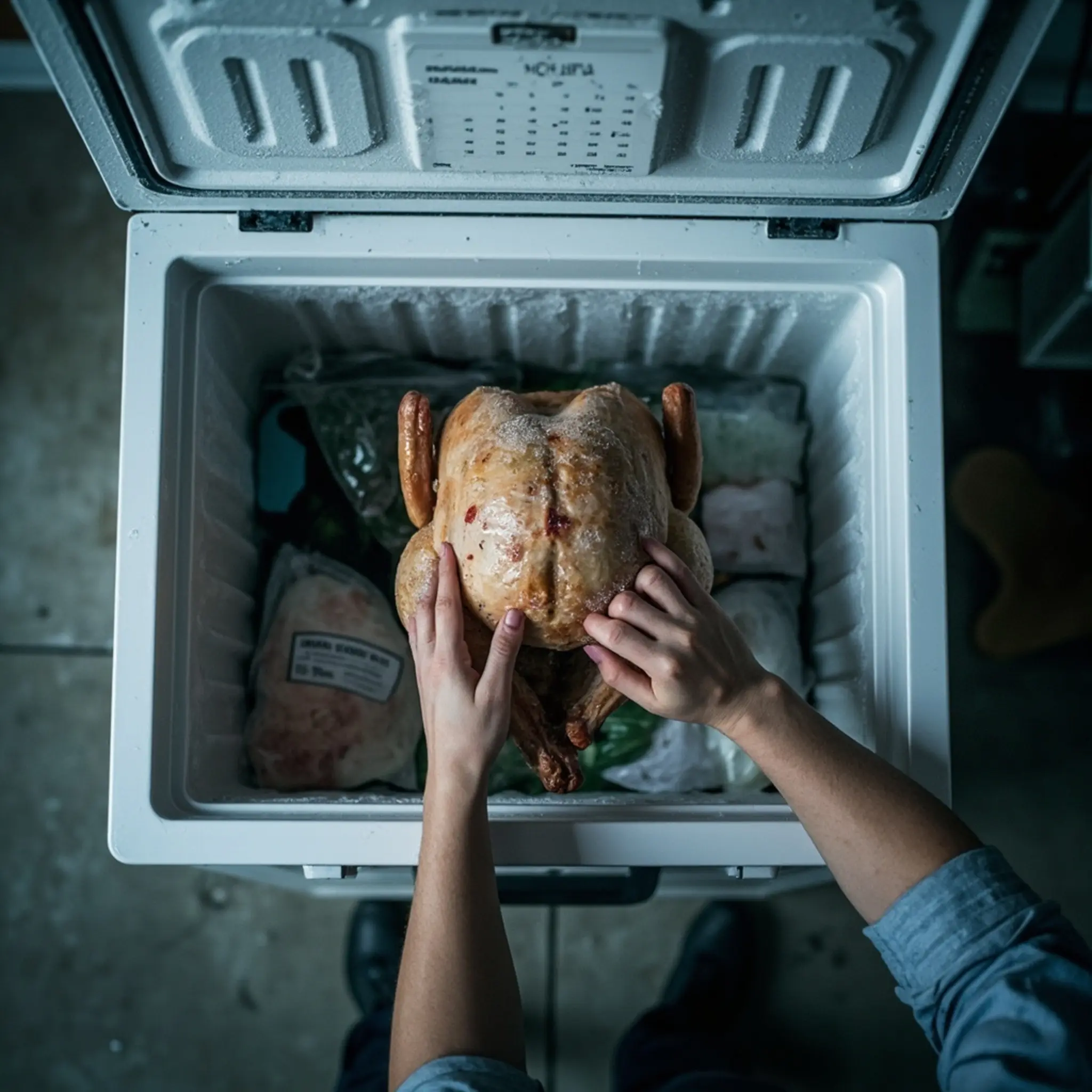"10 Genius Ways to Save Money on Your Thanksgiving Groceries This Year" 1 With showing date a calendar background p the freezer into in person turkey early image november chest placing frozen 1