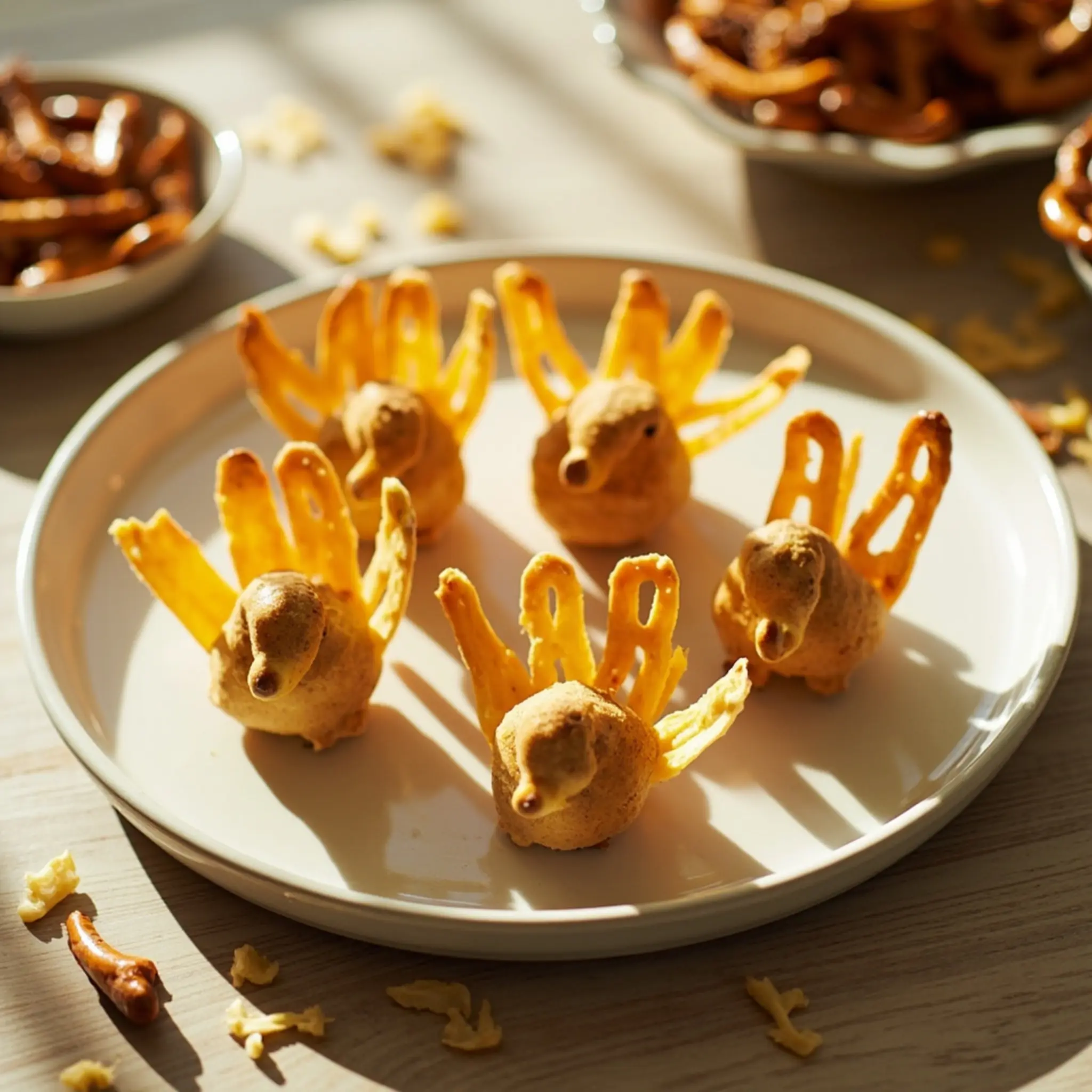 String turkeys 8221 8220 several showing feathers on a of p pretzel out image fanned lineup platter cheese their 1