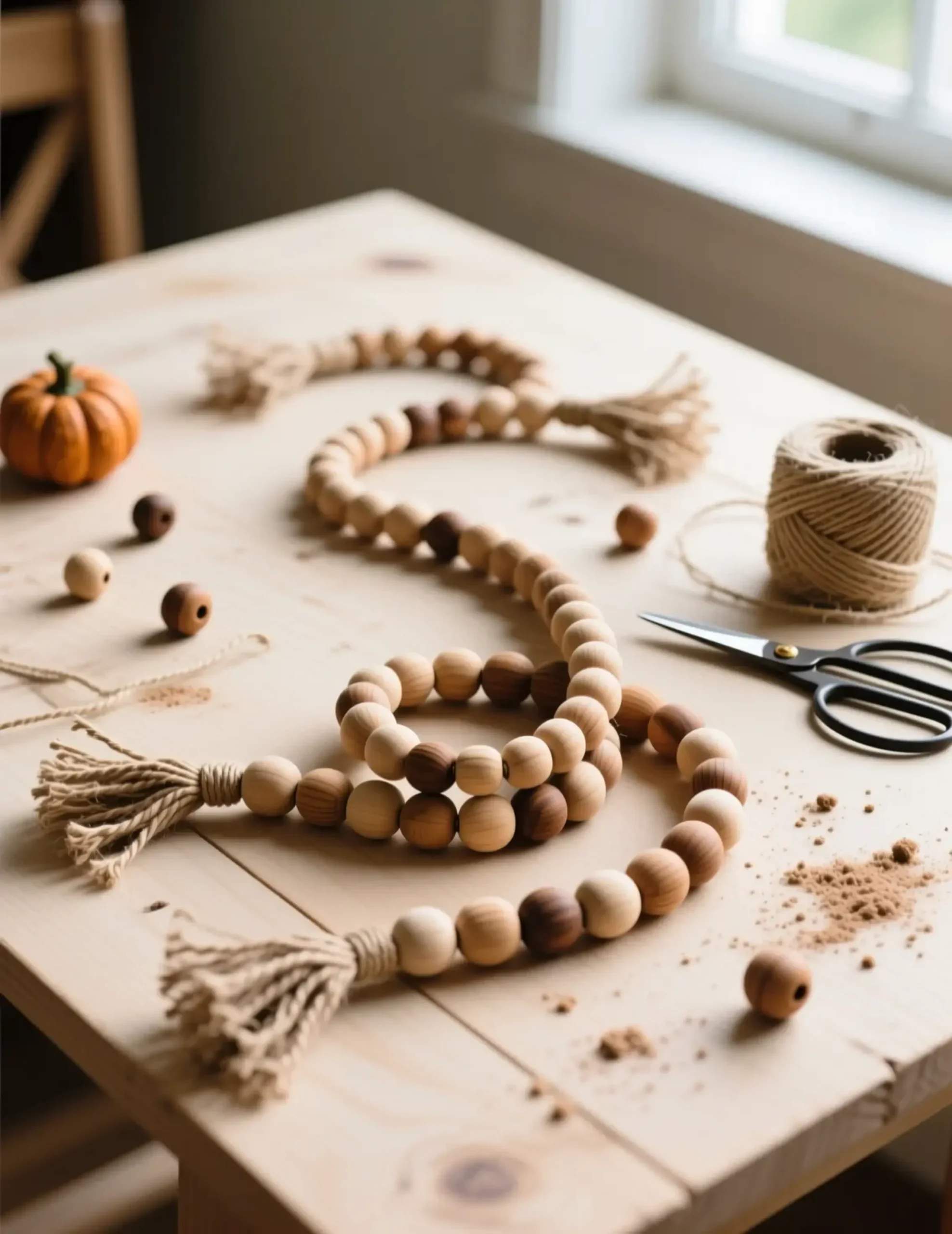 10 h2 bead garland wood faux