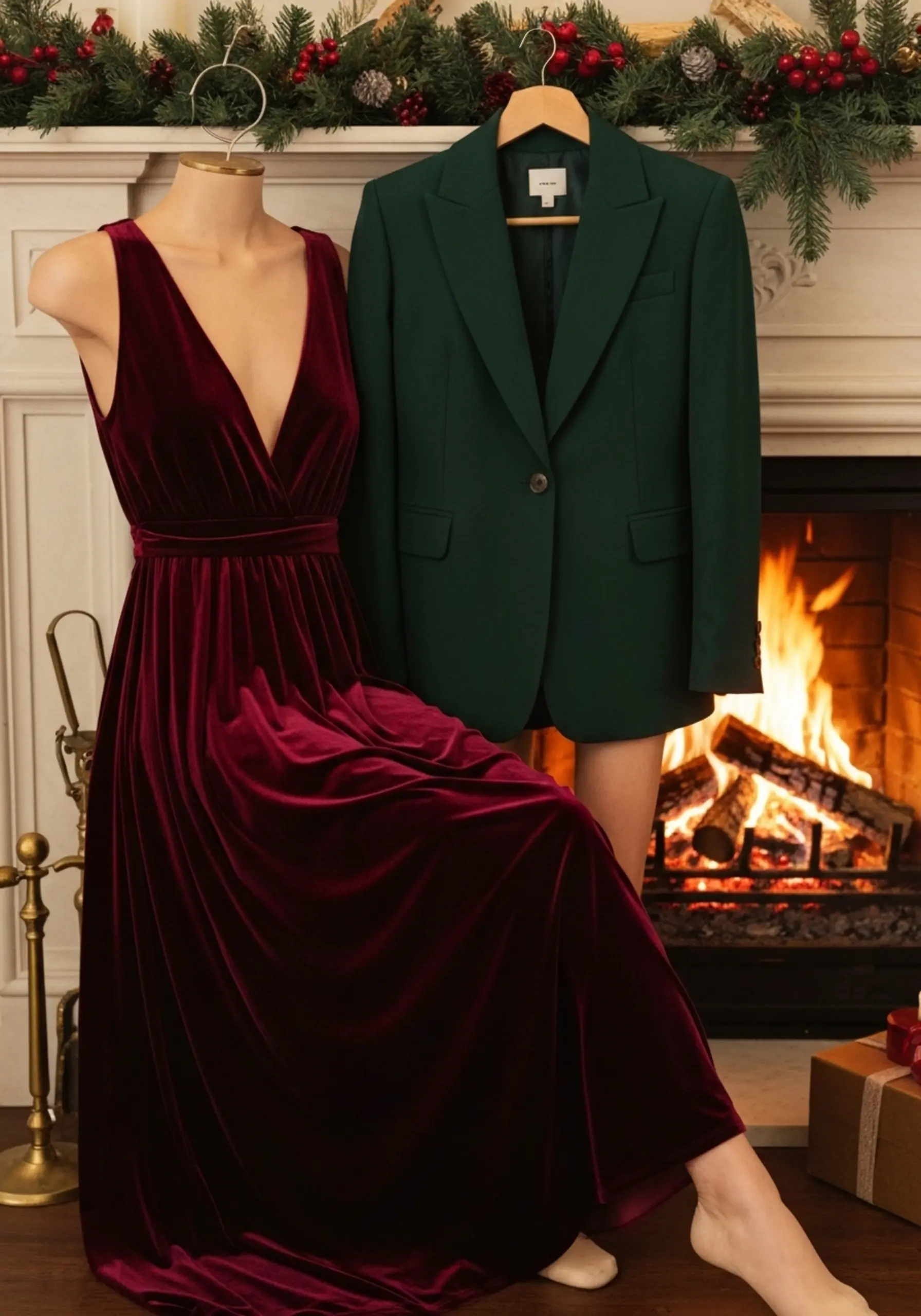 Dressed formal burgundy by posing family 10 a holiday p forest outfits and in green image for fireplace elegant photo