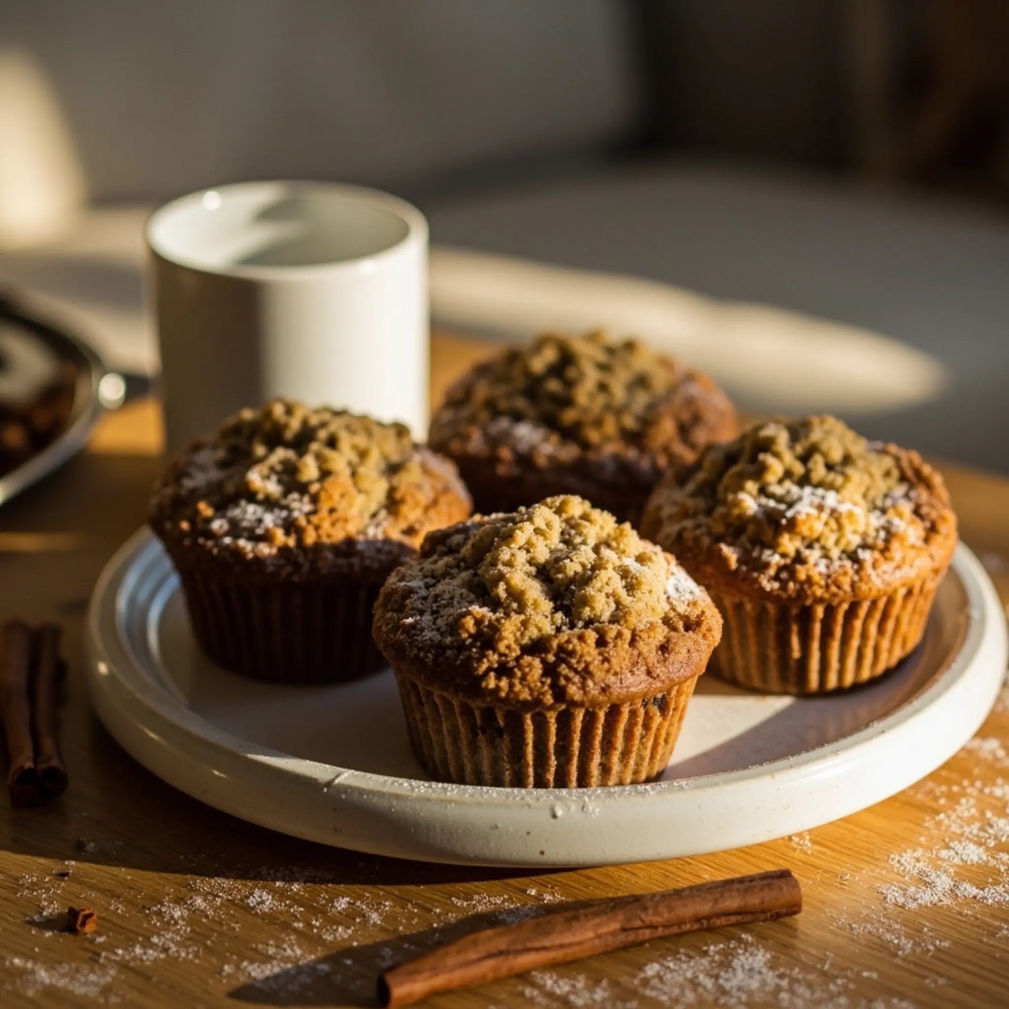 Large arranged dusting 10 on a platter domed sugar powdered of p with image muffins