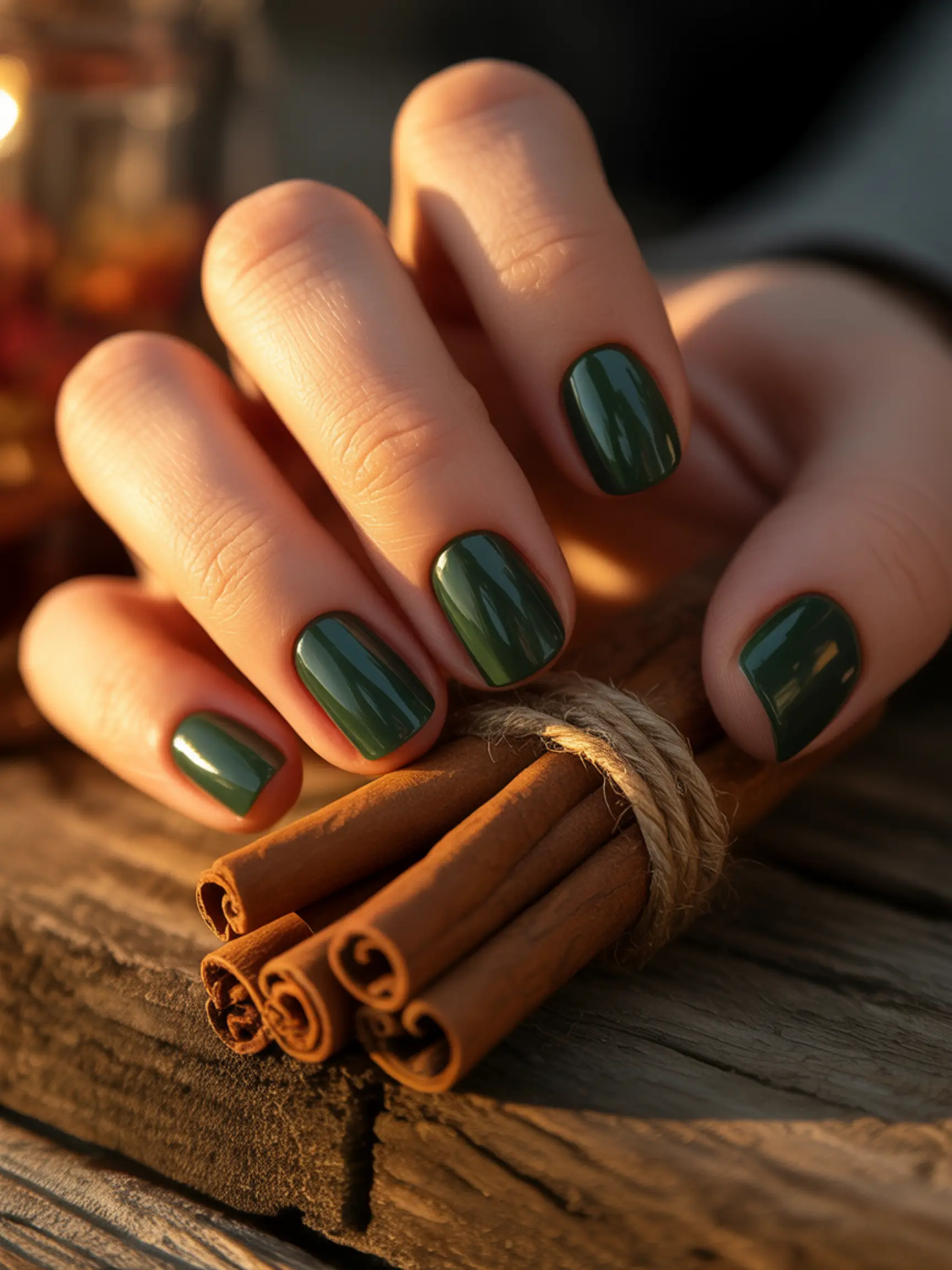 Polish showing off 12 on a glossy short p forest simple rounded manicure deep flawless green image nails