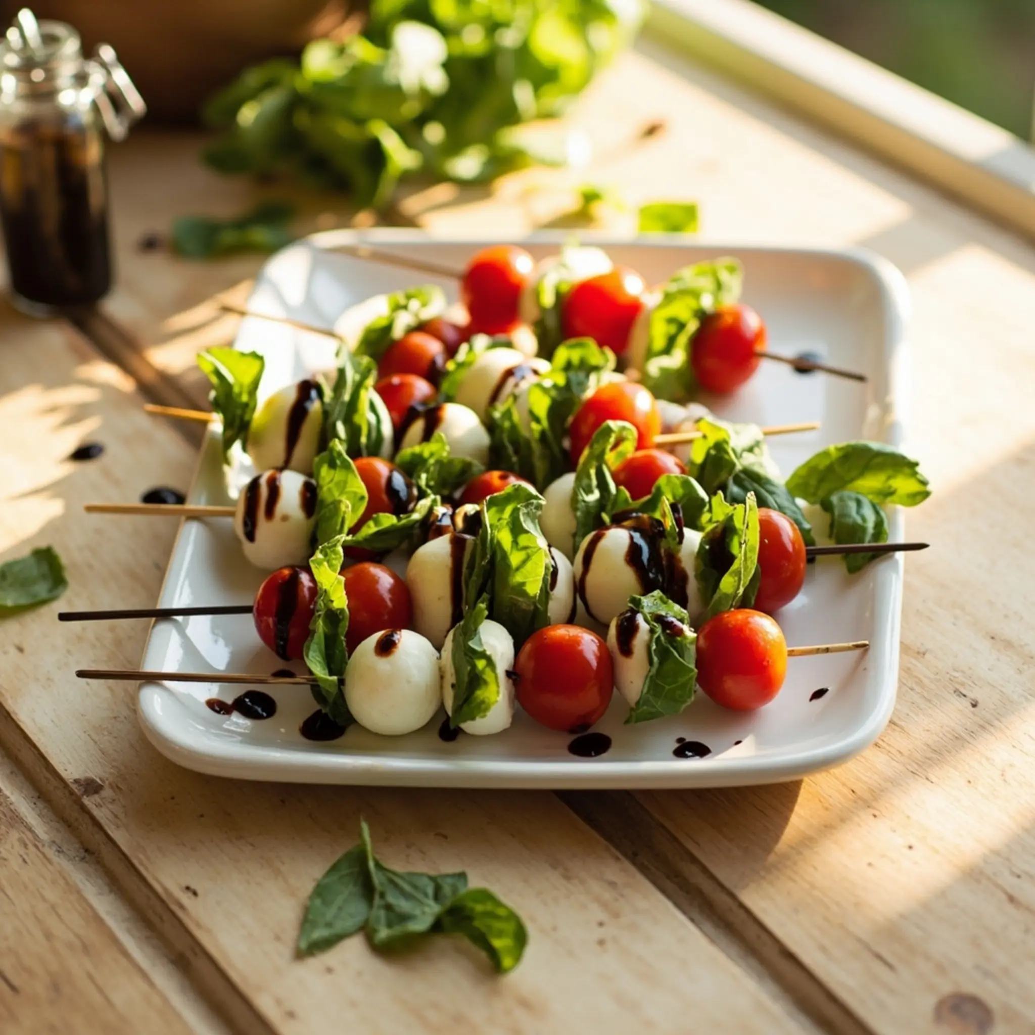 White them fan dark with skewers 12 a p the shape arranged and over in glaze colorful green image lined drizzled platter red