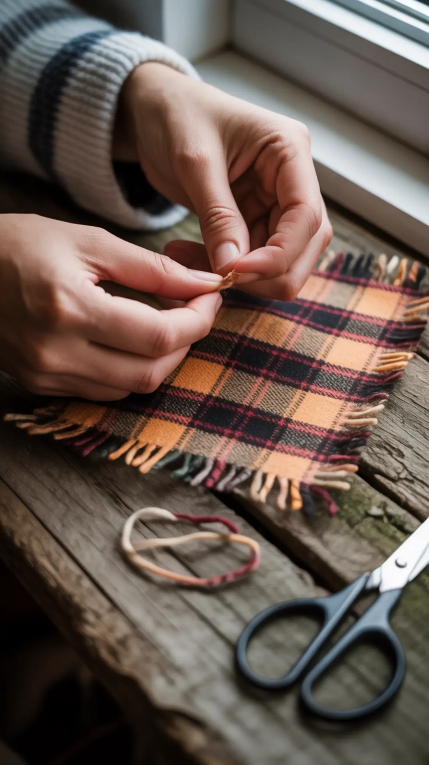 "12 Adorable DIY Thanksgiving Placemats (Ideas for Both Kids & Adults)" 12 Hands fringe 12 square a up of gently edge create p soft the flannel threads close image from pulling fabric plaid to