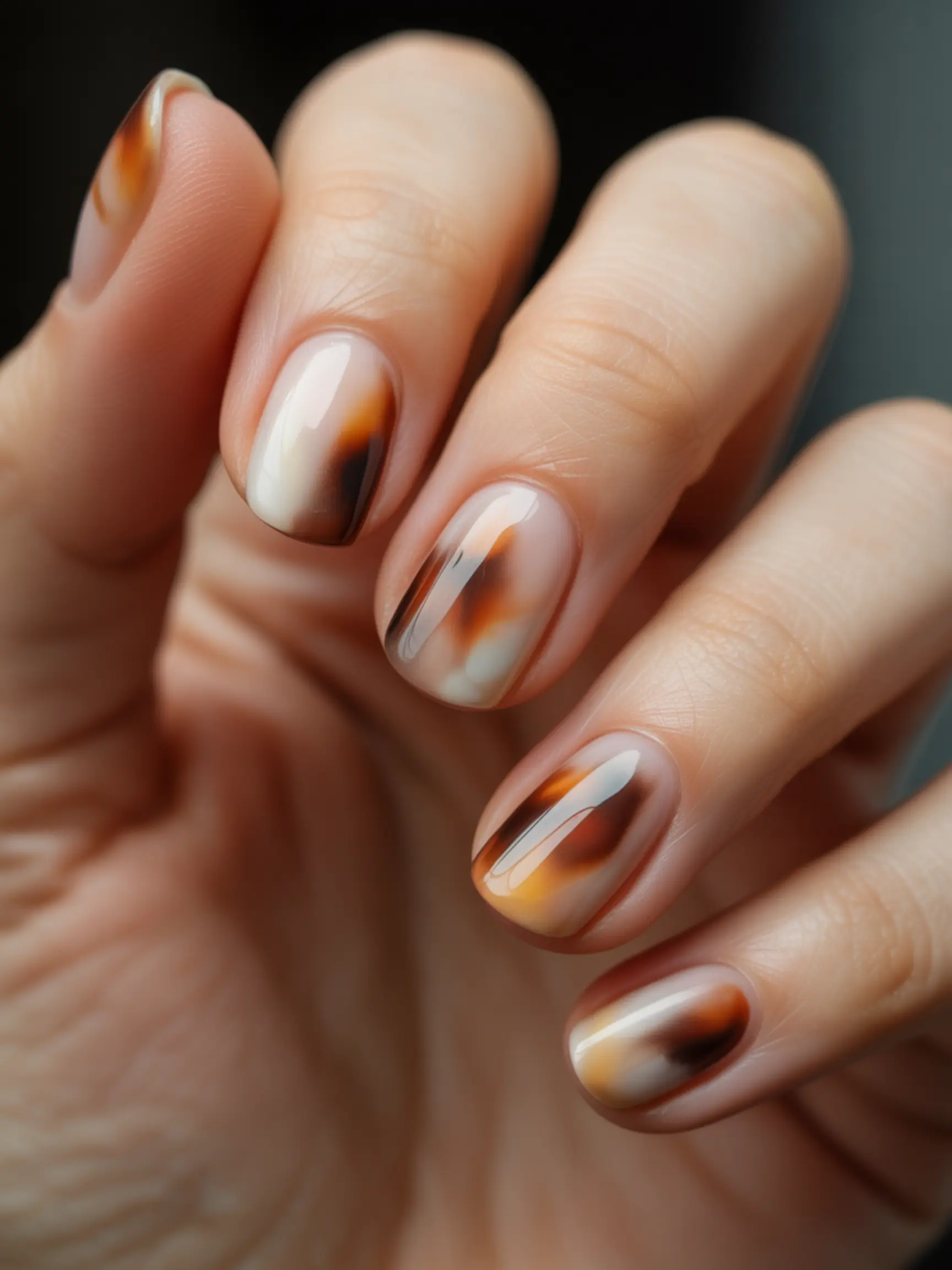 "20 Cute Turkey Nail Art Ideas for Thanksgiving (That Aren'T Tacky)" 13 That 8221 8220 brown diffused blended effect orange with look like 13 feathers a of p using soft watercolor shades and cream nail image