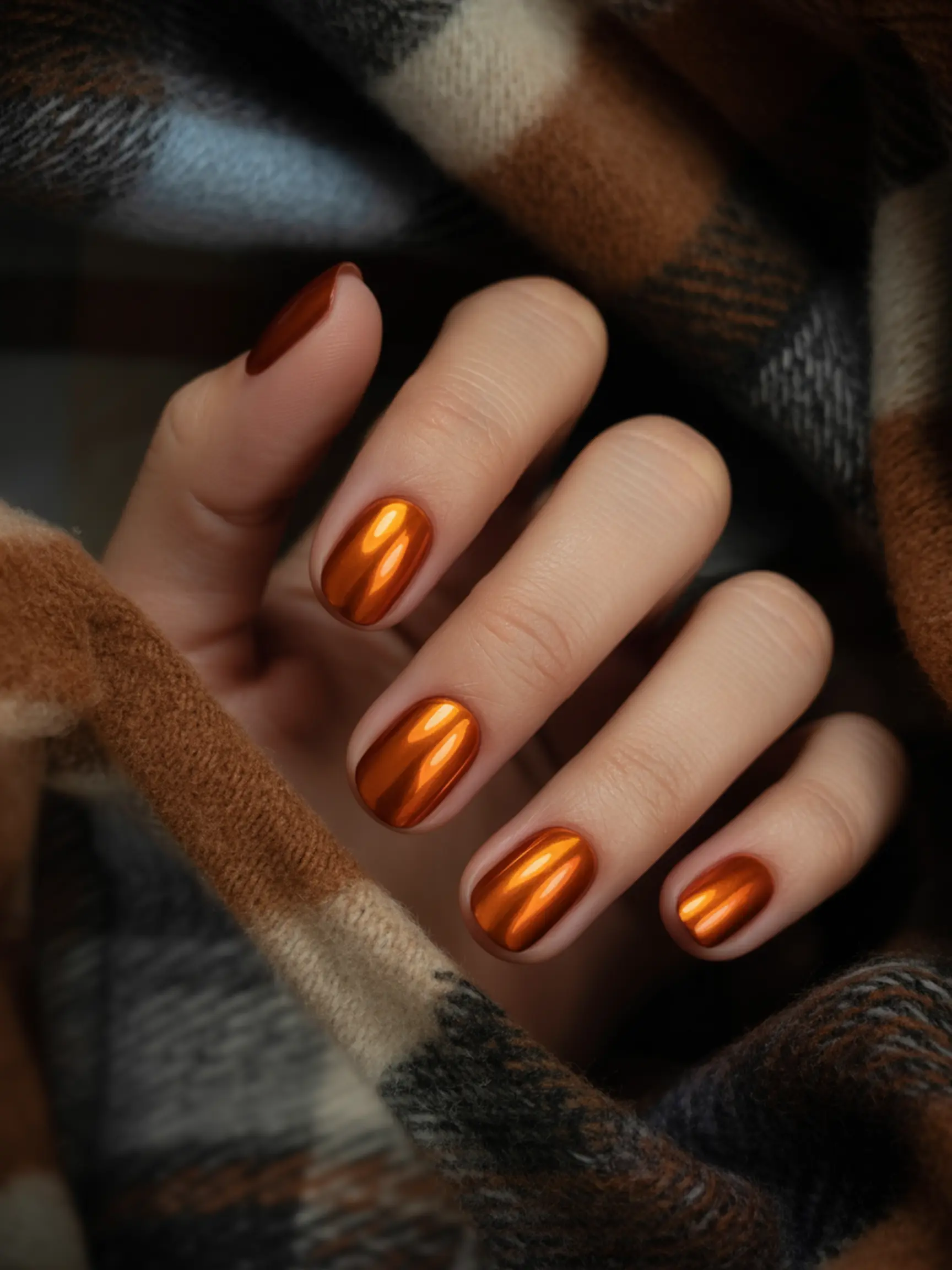 Hand mirror copper with displaying 14 like a chrome finish short p shaped image brilliant metallic perfectly nails