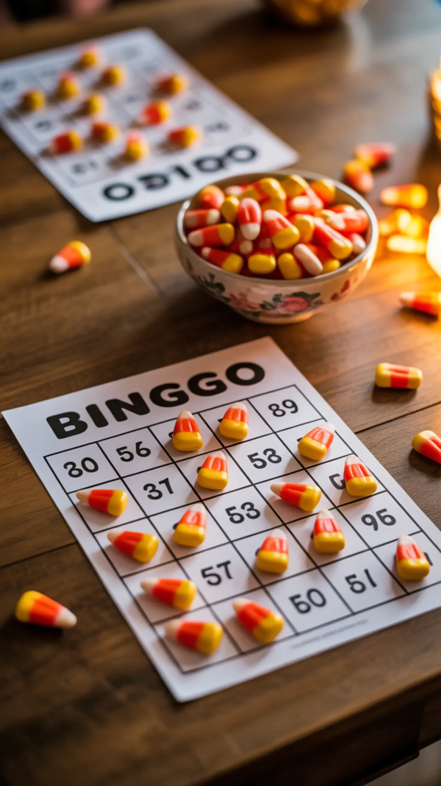 "25+ FREE Thanksgiving Printables for Kids (Easy Crafts, Placemats & Activities)" 14 Bingo several corn card by with 14 a of p thanksgiving spaces it candy image next bowl to covered