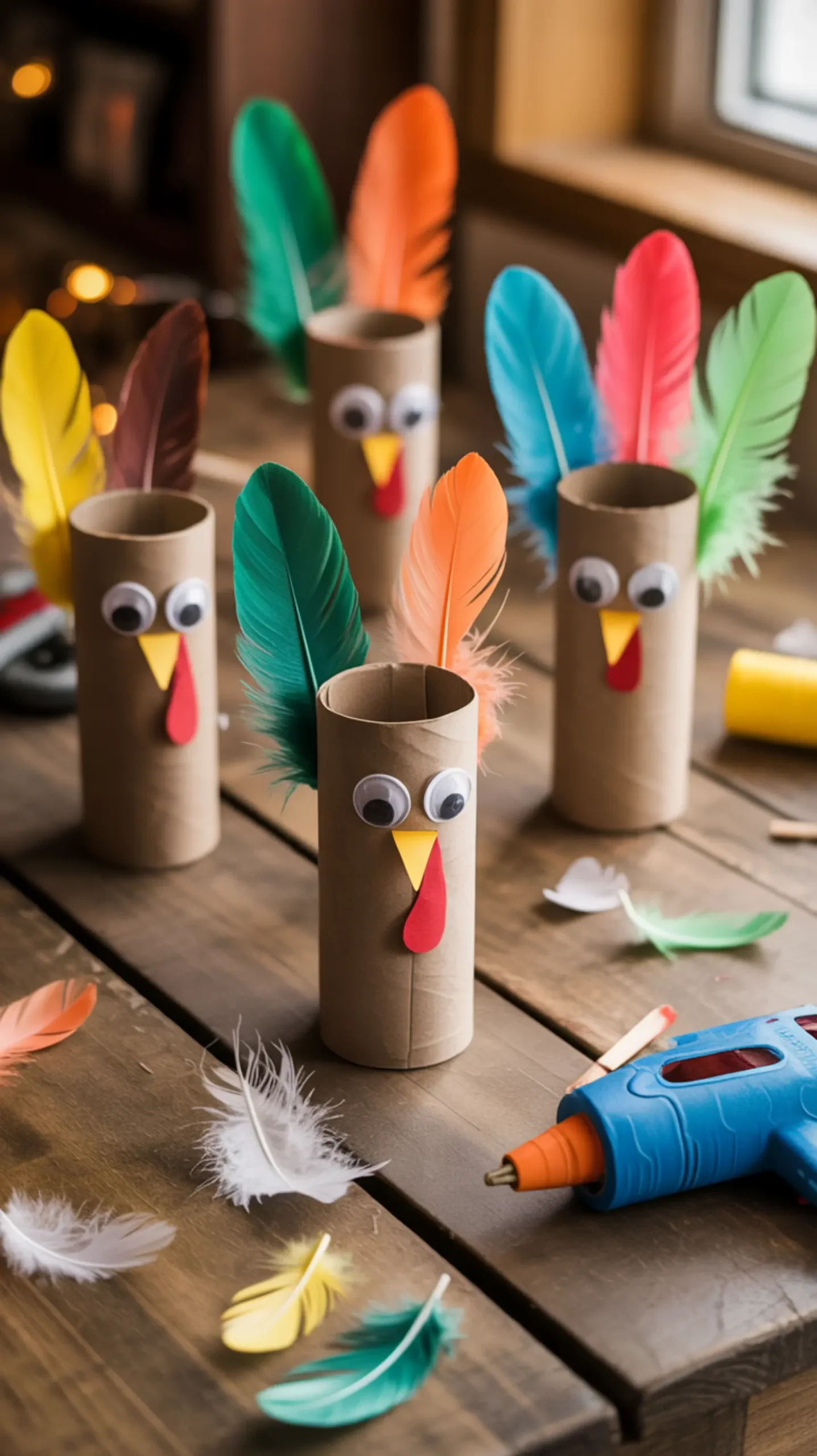 "20 Fun & Easy Thanksgiving Crafts for Preschoolers (Perfect for the Classroom)" 15 Paper 15 turkeys on a group finished of each decorated standing p small differently roll image shelf