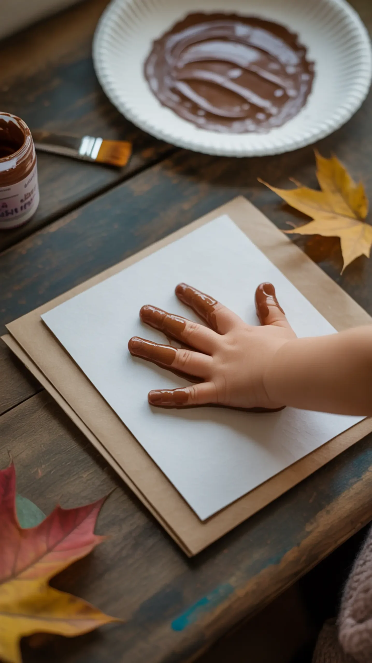 "7 Adorable DIY Thanksgiving Place Card Ideas Kids Can Make" 2 Coated white being hand brown with looking on a of gently s p onto the smile pressed lightly child in image folded paint cardstock 2 proud piece