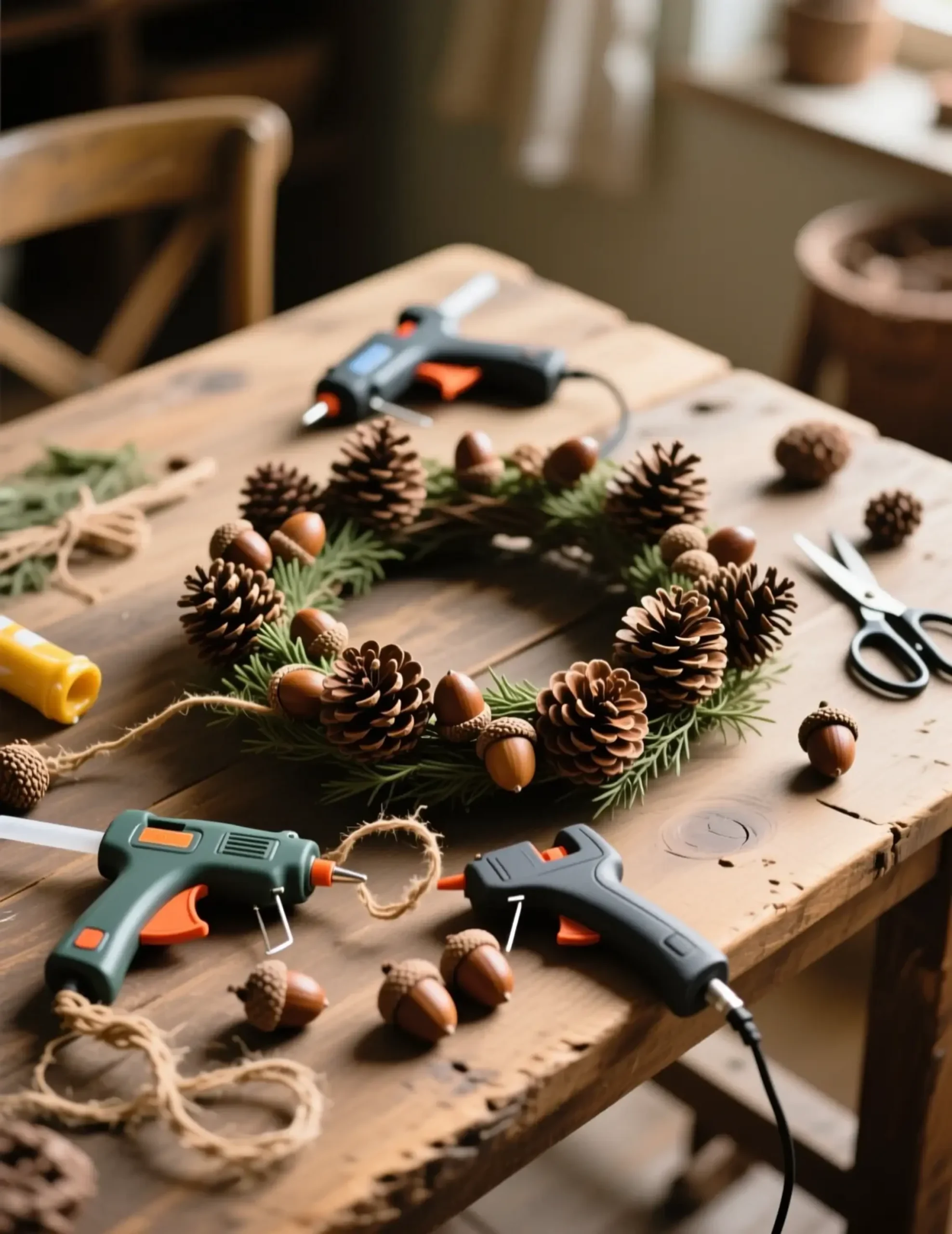 Mantel gracefully a up of edge p the draped shot and an over close acorn pinecone garland image rustic wooden 2