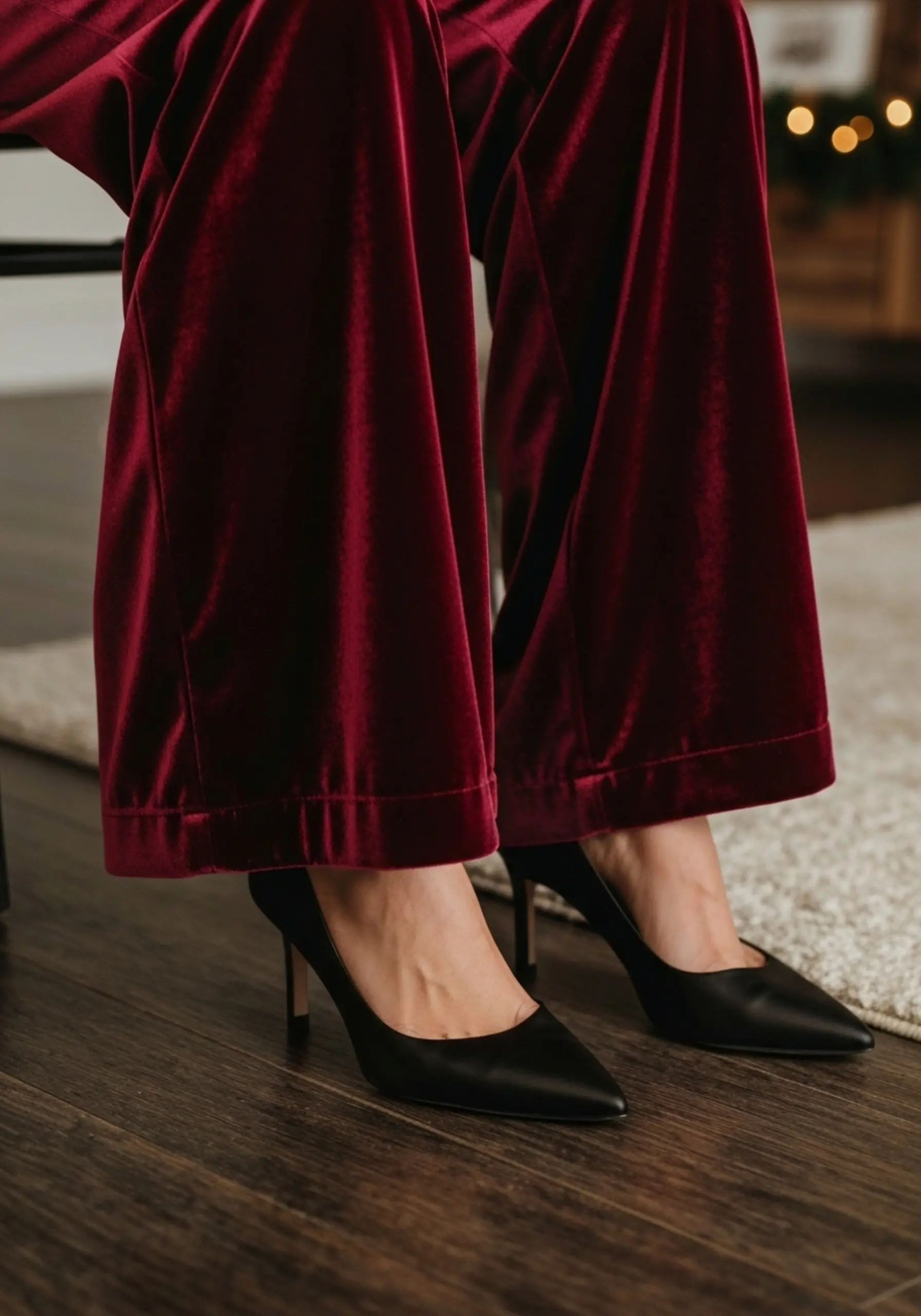 Leg heels black toe burgundy with wide a up of p deep close image velvet pants 2 elegant paired pointed